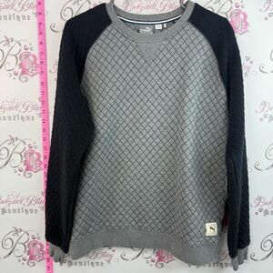 Puma sweater pull over Quilted Raglan Sweatshirt - Gray with Black Sleeves